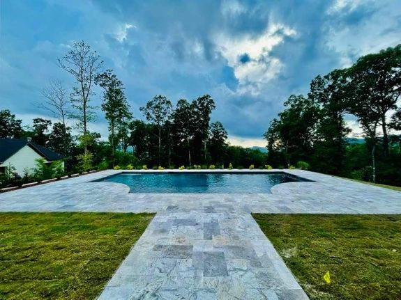Gunite pool with natural stone