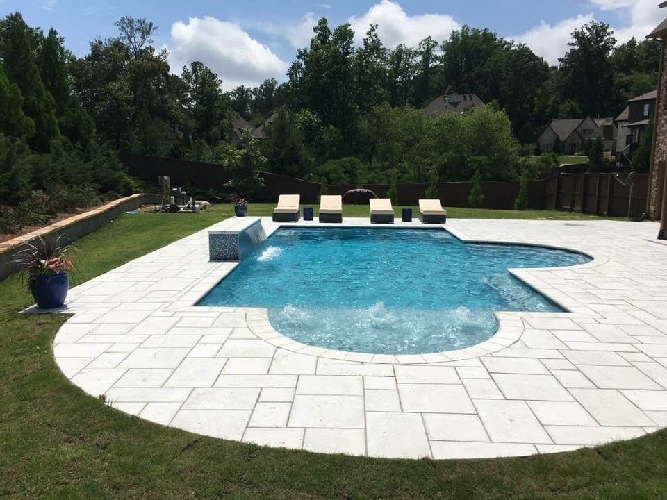 Gunite pool with a waterfall in Birmingham, AL