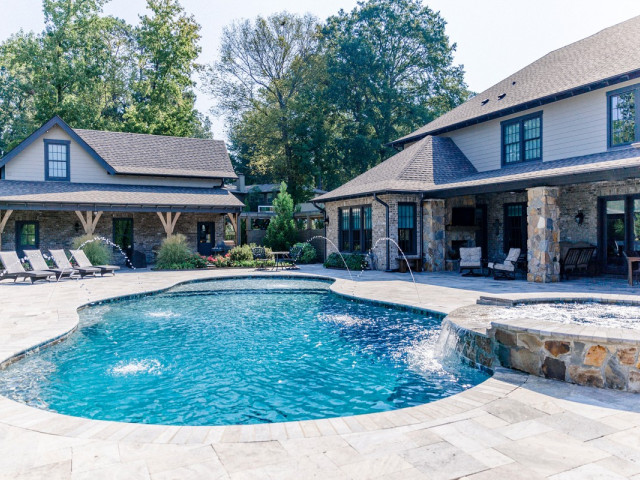 Gunite Pool With Spa and Spill Over